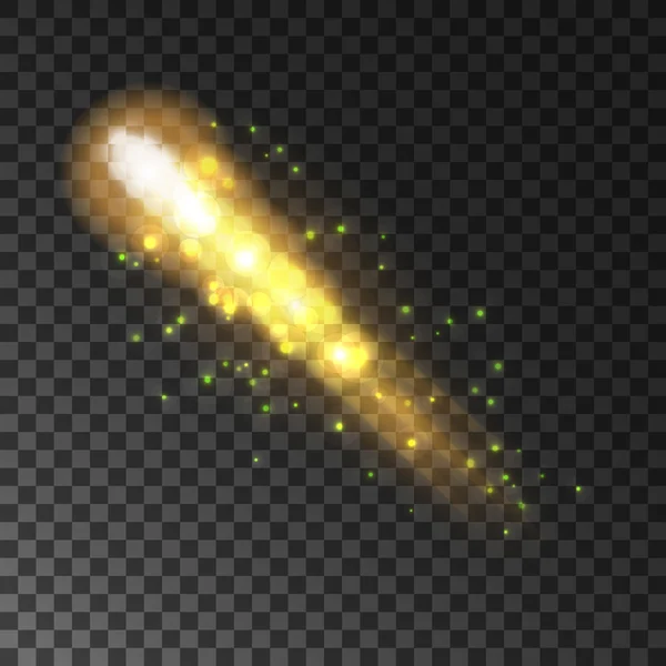 Golden glittering comet light trail — Stockový vektor