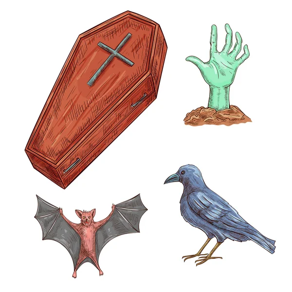 Conjunto de elementos de decoración de Halloween — Archivo Imágenes Vectoriales