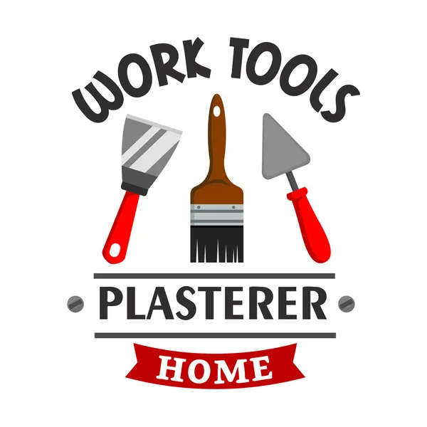 Reparação de gesso ícone de ferramentas de trabalho em casa —  Vetores de Stock