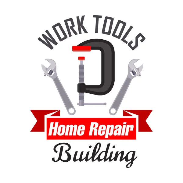 Home building and repair work tools icon — Stock Vector