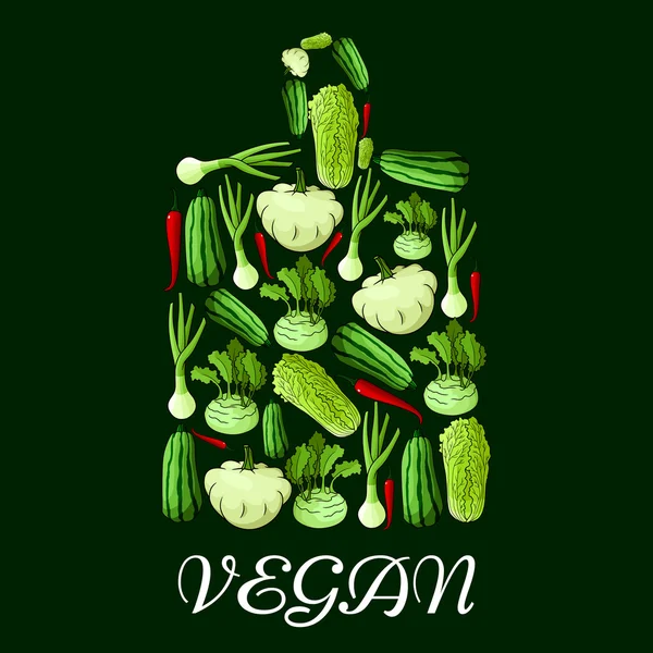 健康的な野菜とビーガンまな板のアイコン — ストックベクタ