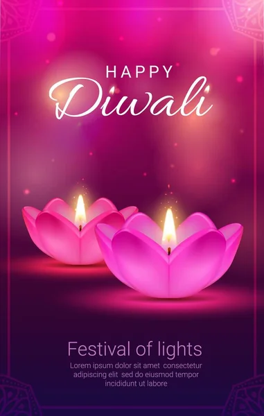 India Diwali Luz Festival Diya Lámparas Vector Diseño Vacaciones Religión — Archivo Imágenes Vectoriales