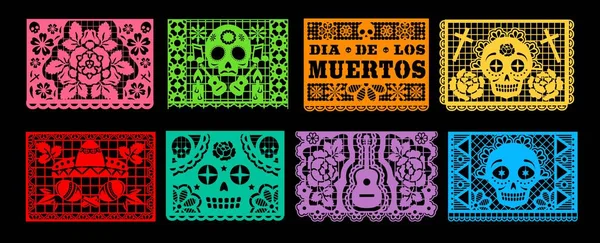 Dia Los Muertos Papel Picado Feriado Mexicano —  Vetores de Stock