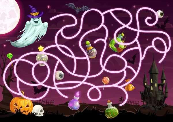 Juego Laberinto Halloween Con Plantilla Vector Laberinto Diseño Rompecabezas Educación — Archivo Imágenes Vectoriales