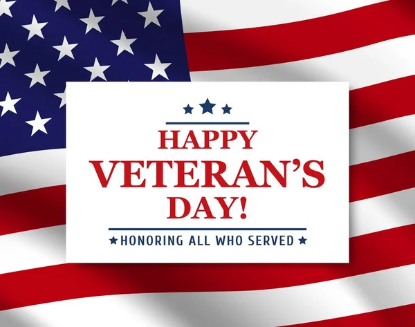 Happy Veteran Day Affiche Vectorielle Avec Fond Drapeau Des États — Image vectorielle