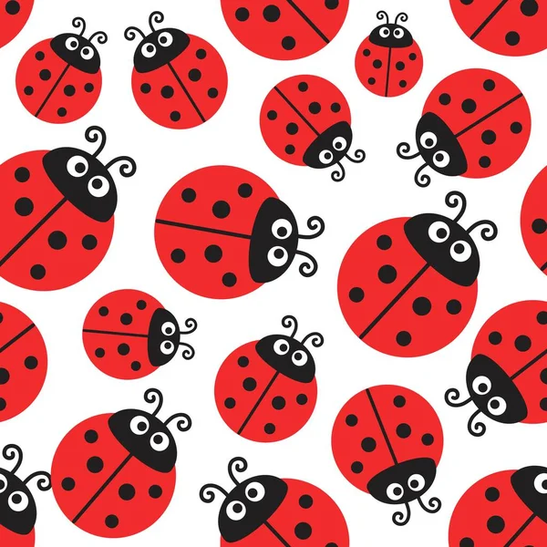 Ladybug Pattern Vector Seamless Wrapping Paper Cute Baby Design Ladybird — Stock Vector