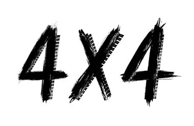 Offroad dört teker çekişli vektör sembolü siyah lastik izlerinden yapılmış. Otomobil servis afişi ya da poster tasarımı için izole edilmiş grunge tipografisi. Rally, motokros kirli lastik desenleri, off-road yolları.