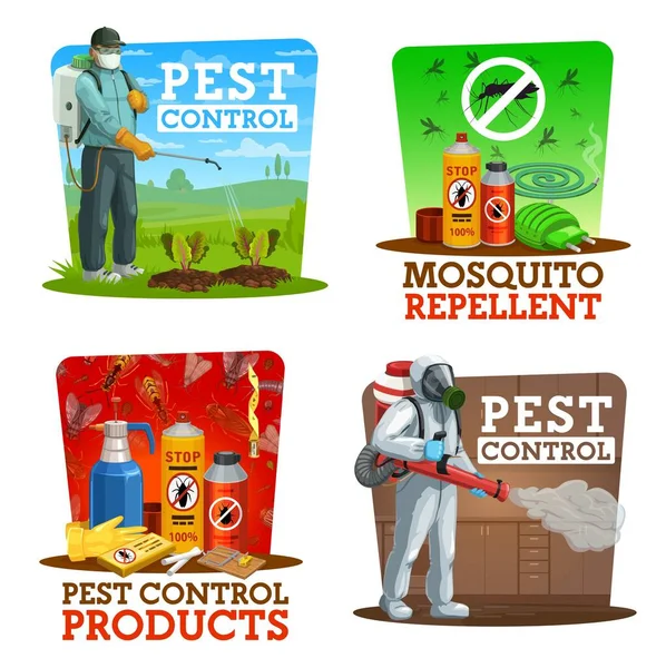 Iconos Vectoriales Control Plagas Desinsección Servicio Exterminio Insectos Hogar Jardines — Archivo Imágenes Vectoriales