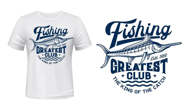Shirt Print Mit Großen Marlinfischen Dem Maskottchen Des Anglervereins Blauer — Stockvektor