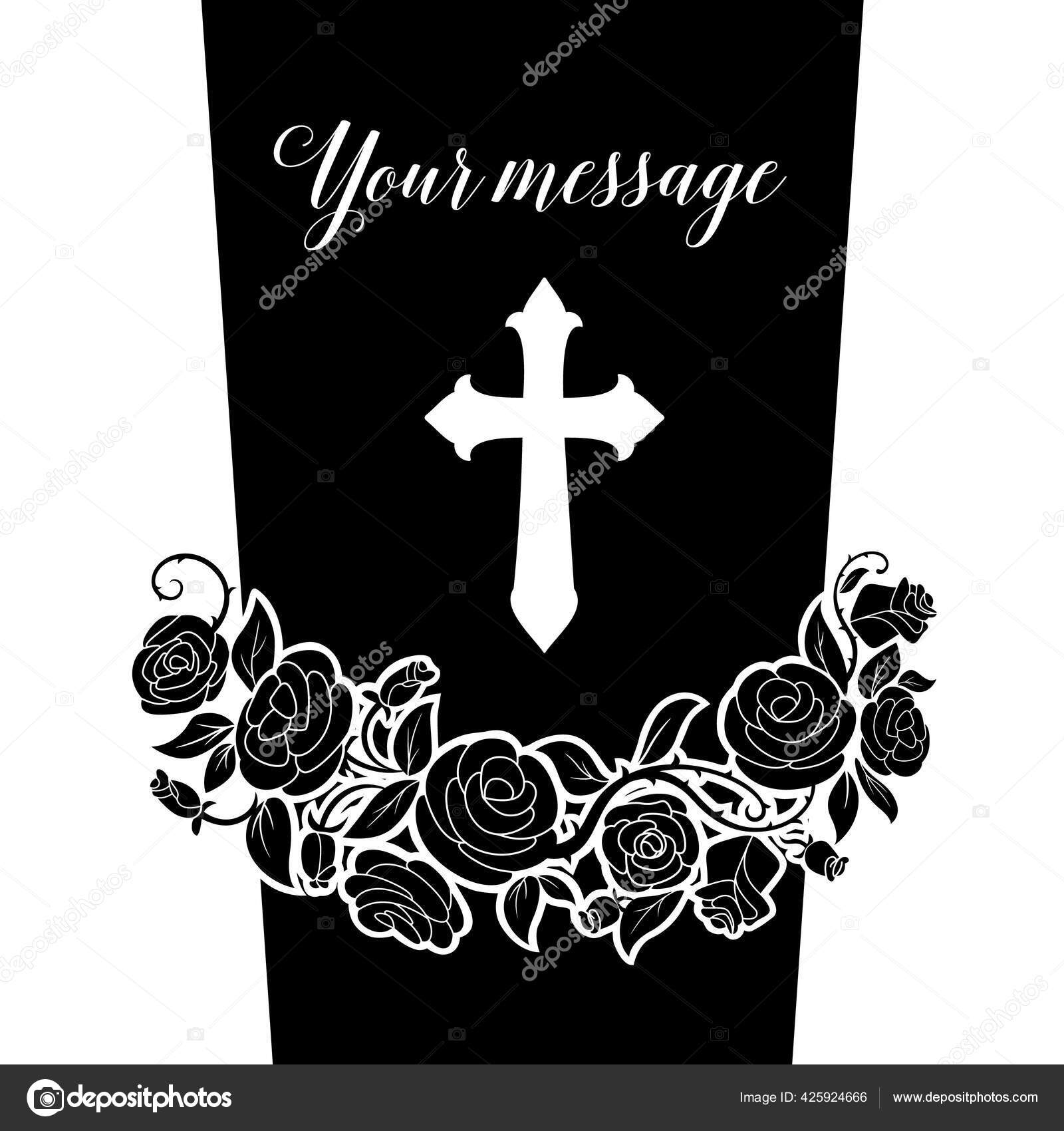 Cartão Funerário Lápide Vetorial Com Grinalda Flores Rosa Cruz Lugar Vetor  de ©VectorTradition 425924666, image size:1600x1700