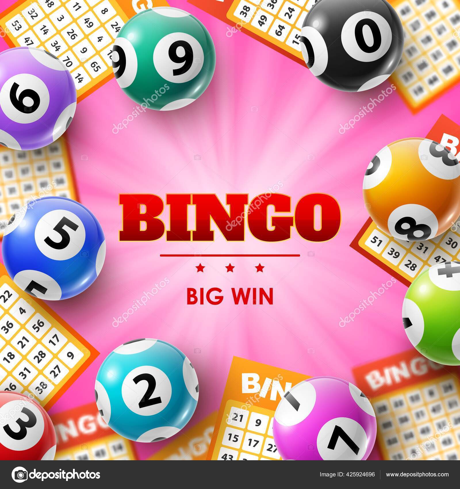 Balles Billets Loterie Affiche Bingo Vectoriel Pour Les Jeux Loto