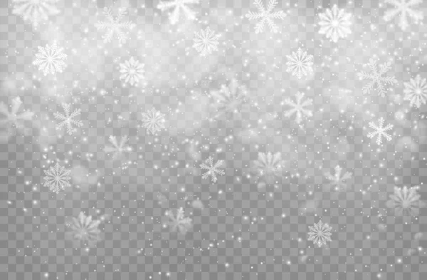 クリスマスの雪と雪の結晶ベクトルの背景 雪と蒸気が降るクリスマスの背景 雪の透明装飾効果をフレーク 休日の魔法の白い雪 冬の吹雪 — ストックベクタ