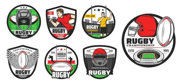 Icone Vettoriali Dello Sport Rugby Segni Gioco Del Football Americano — Vettoriale Stock