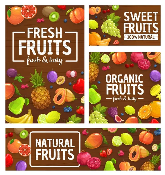 Fruits Baies Marché Agricole Tropical Nourriture Jardin Ananas Vecteur Orange — Image vectorielle