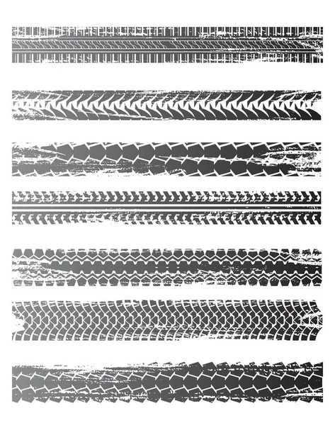Neumático Rastrea Las Huellas Grunge Patrón Las Ruedas Del Neumático — Archivo Imágenes Vectoriales