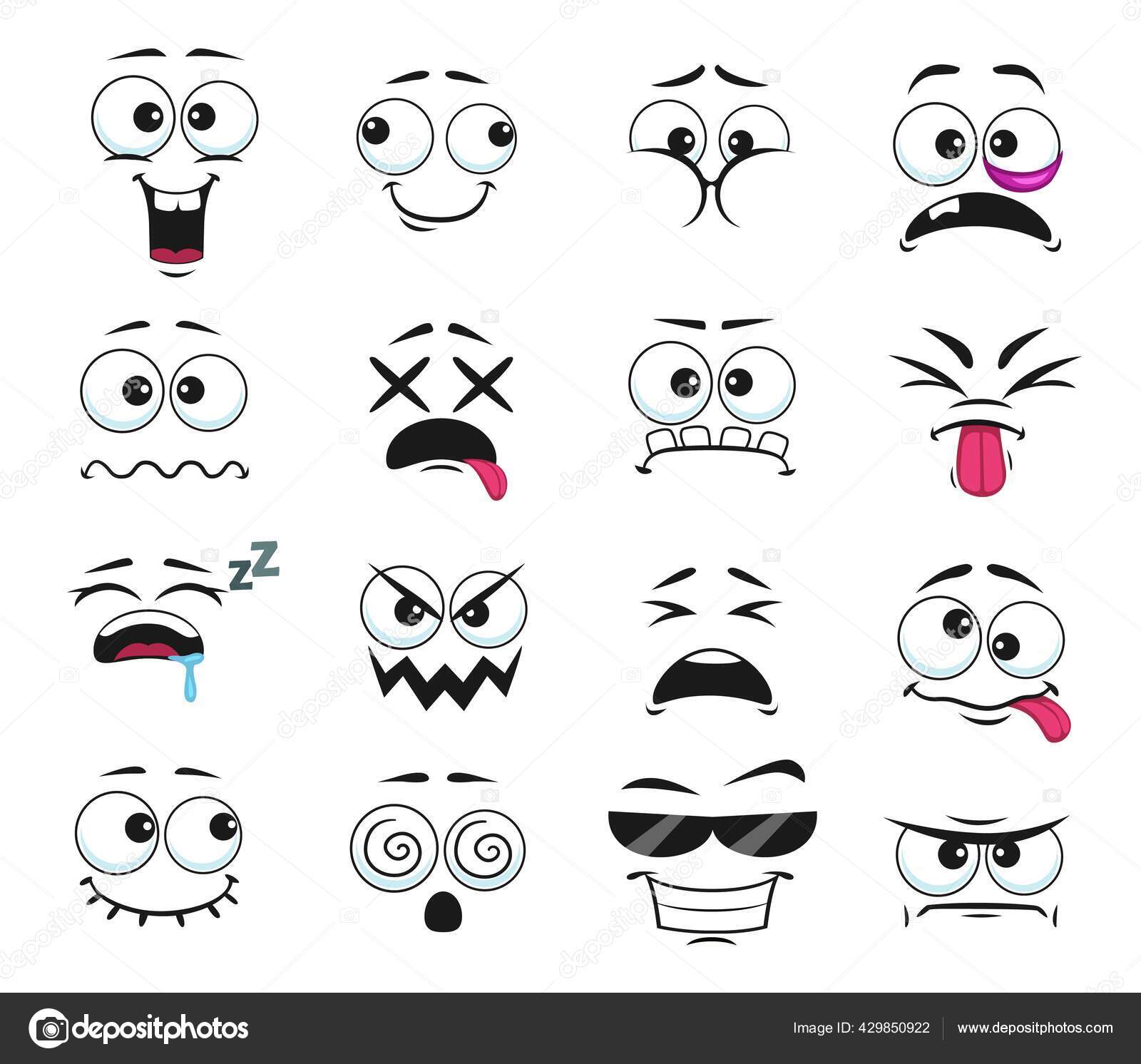 Desenhos animados uau cara engraçado surpreso ou chocado emoji