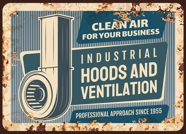 Kitchen Hoods Ventilation Metal Plate Rusty Vector Retro Poster Domestic — Stock Vector