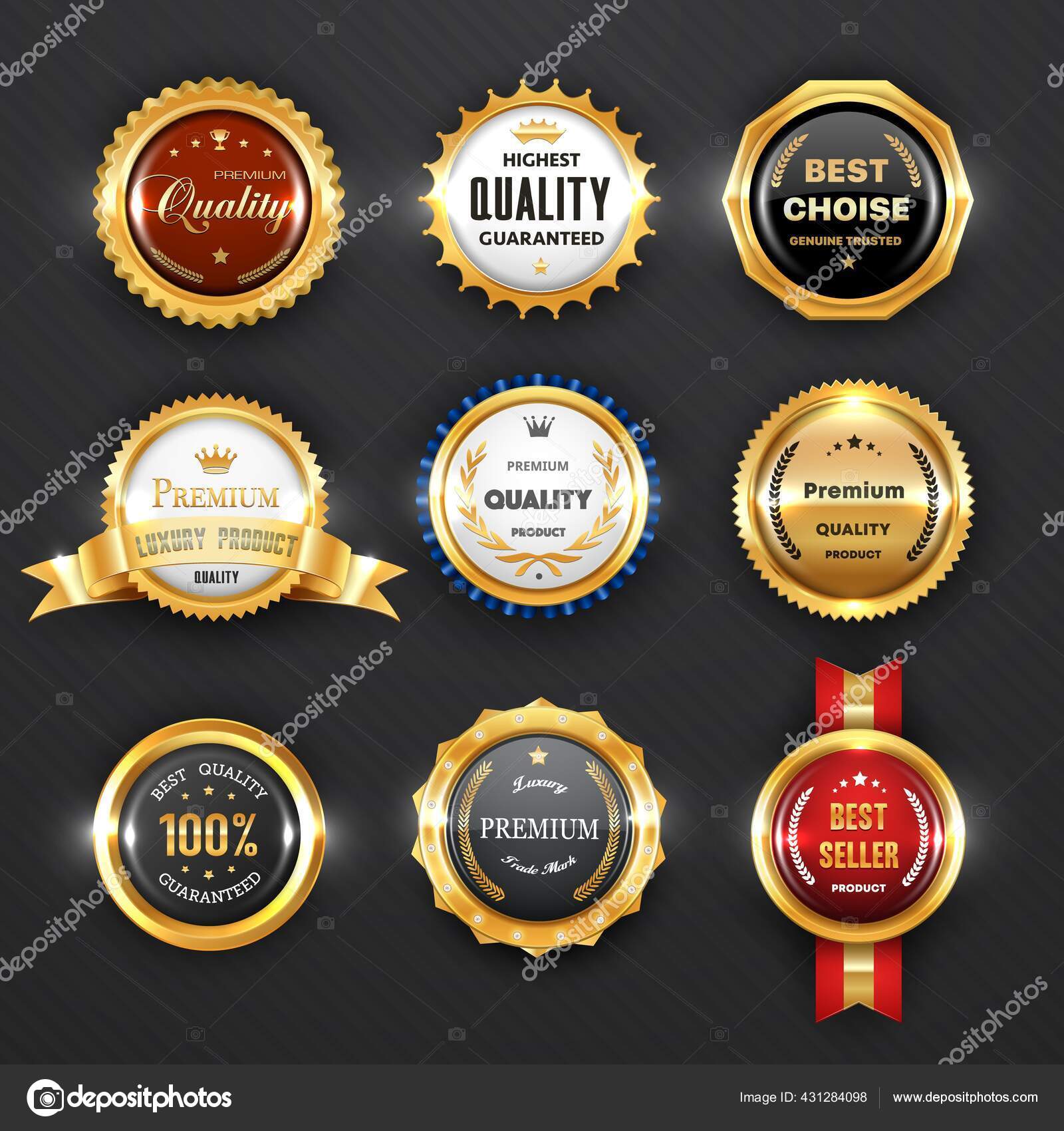 golden shiny vintage top rated *3D vector icon seal sign Stock