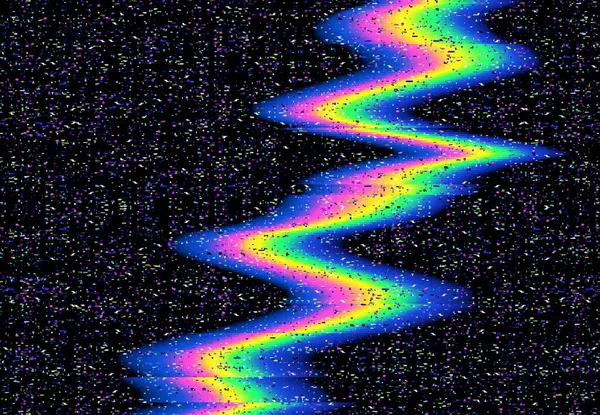 Glitch Color Wave Vector Distorsionado Glitched Curvy Rainbow Colored Vertical — Vector de stock