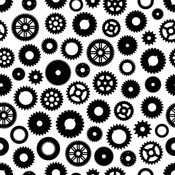 Gear Cog Wheels Vector Seamless Pattern Background Machine Clock Engine — Stock Vector