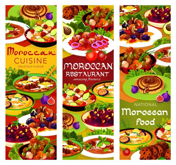 Μαροκινό Κρέας Φορέα Τροφίμων Δαμάσκηνα Και Αμύγδαλο Ροδιού Παντζάρι Σαλάτα — Διανυσματικό Αρχείο