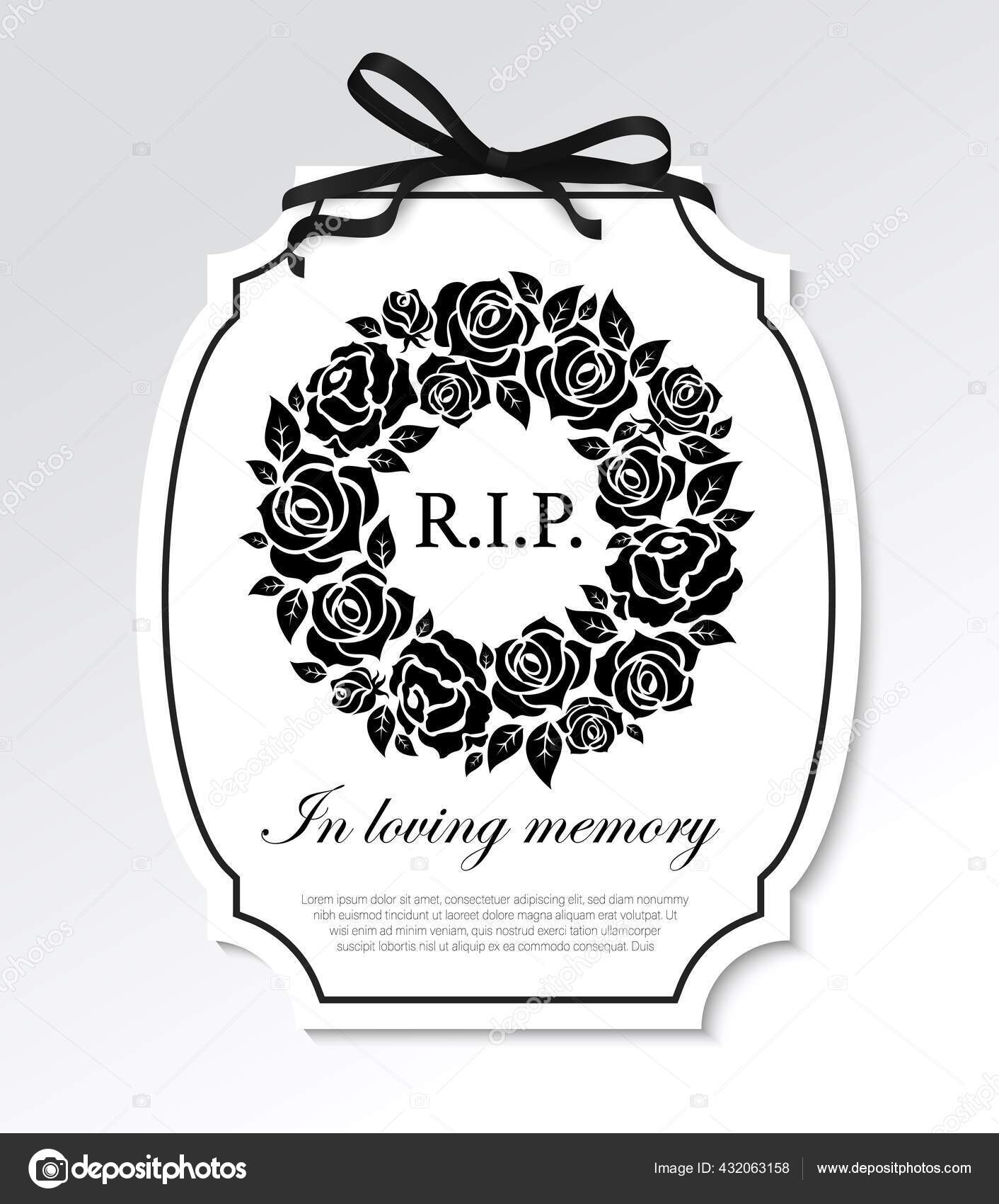 RIP Funeral White Ribbon on Grey Background Vector Stock Illustration -  Illustration of message, condolence: 102567441