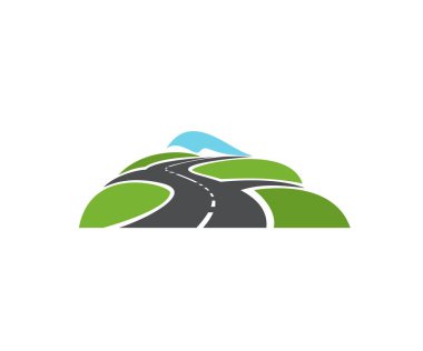 Hız otoyolu, yol kesişim simgesi. Çevre yolu kavşağı, asfalt otoyol ve iki yol ve yan yol vektörü olan garaj yolu. Ulaşım, seyahat ve lojistik amblem tasarım ögesi