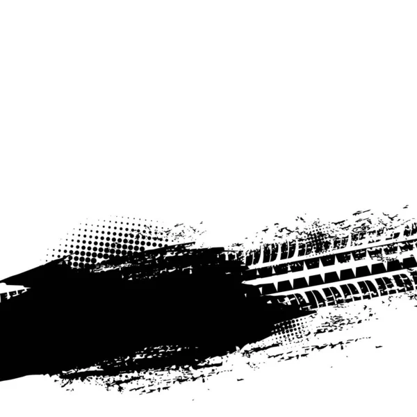Empreintes Pneus Vectoriels Offroad Grunge Avec Tache Noire Pointillée Sale — Image vectorielle