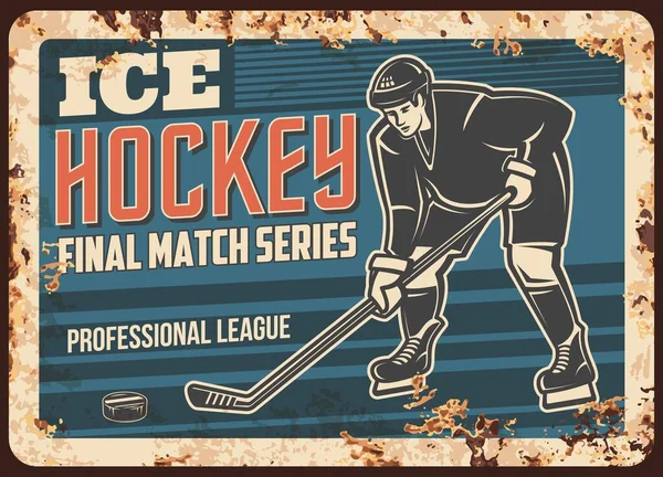 Lední Hokej Profesionální Liga Zápas Rezavé Kovové Desky Lední Hokejový — Stockový vektor