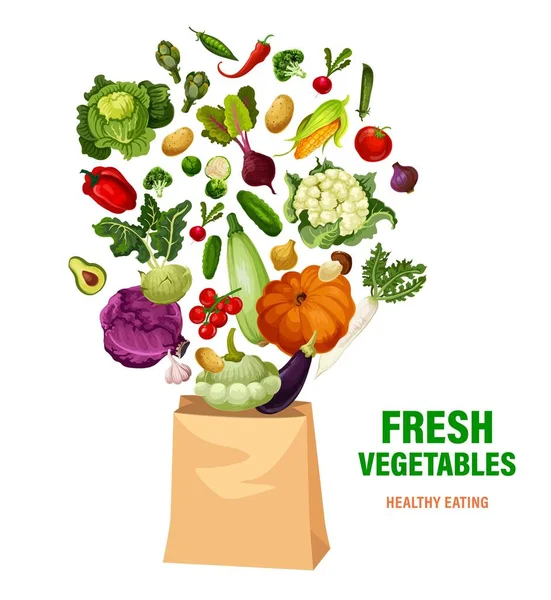 Verdure Fresche Shopping Bag Alimentazione Sana Verdure Vettoriali Verde Mais — Vettoriale Stock