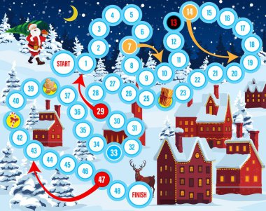 Noel arifesinde çocuklar Noel Baba, geyik ve eski kasaba sokaklarıyla masa oyunu oynarlar. Noel Baba 'nın Noel ağacı, tuğladan evler kar ve ren geyiği çizgi filmi taşıyıcısı. Çocuk bayram oyun şablonunu oynat ve taşı