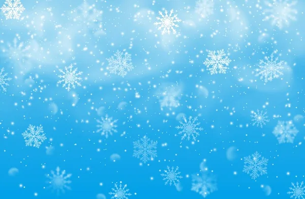 Schnee Und Schneeflocken Auf Blauem Hintergrund Vektor Weihnachten Oder Weihnachten — Stockvektor