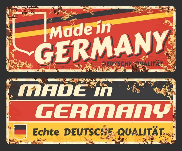 Made Germany Rusty Metal Signs Vector German Flag Premium Quality — Stock Vector