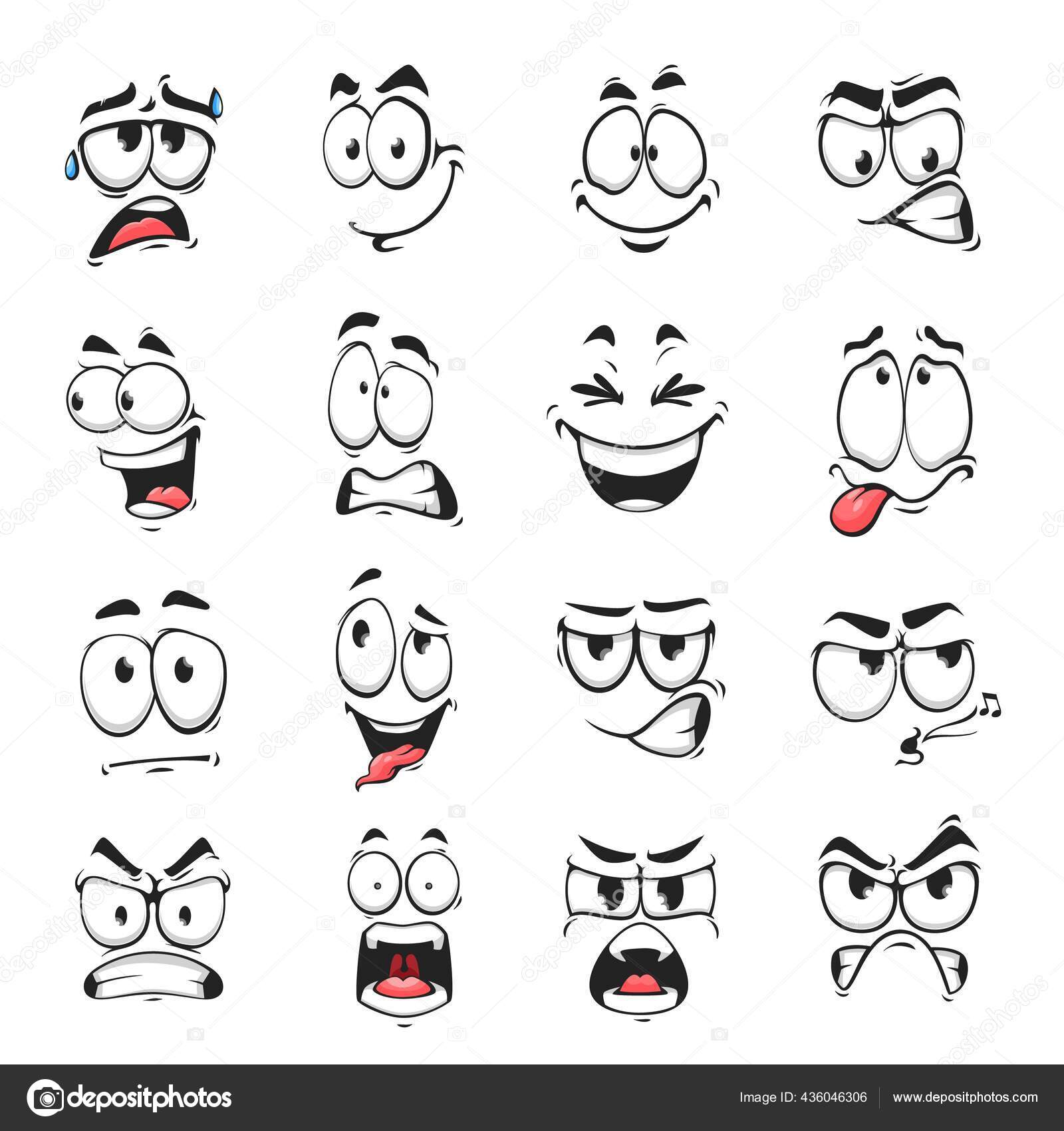 Cartoon doodle of facial expression emoticon, Scared face