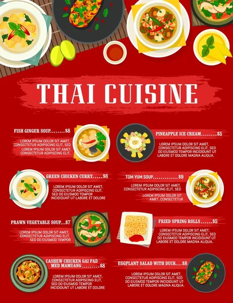Thajská Kuchyně Vektor Kešu Kuřecí Gai Pad Med Mamuang Smažené — Stockový vektor
