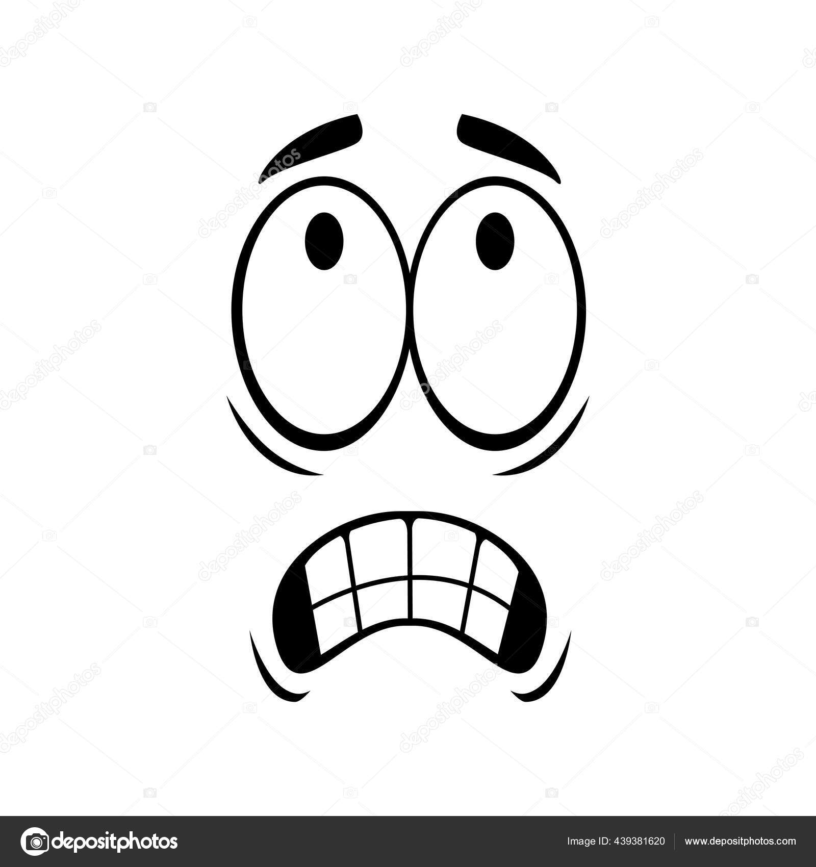 Cartoon Face Vector Frightened or Worry Emoji Stock Vector