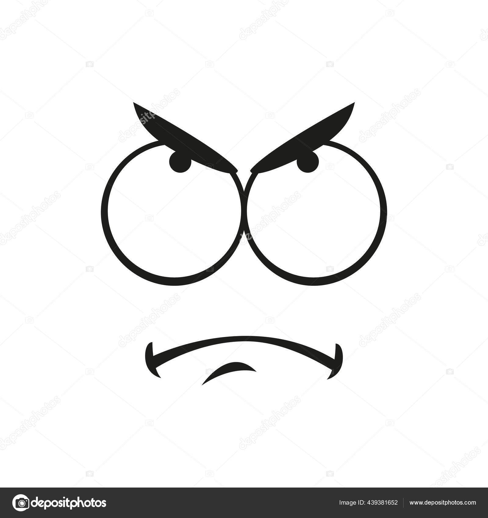 Emoticon Upset Com Ícone Isolado Expressão De Rosto Triste. Emoji Infeliz  Do Vetor Com Expressão De Tristeza Ofendida, Tristeza, Luto E Tristeza.  Smiley Triste Entediado Com Olhos Grandes Deprimidos, Boca Curvada Para