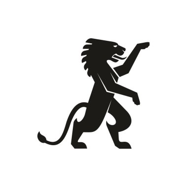 Aslan ya da pegasus hayvan izole aile sembolü. Vektör Japon ejderha maskotu silueti