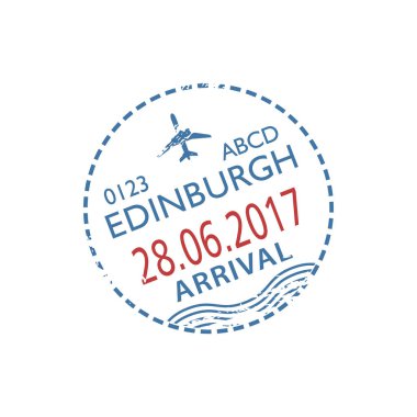 Edinburgh havaalanının vize damgası izole edildi. Vektör İskoçya ve Birleşik Krallık sınır denetimi geldi.