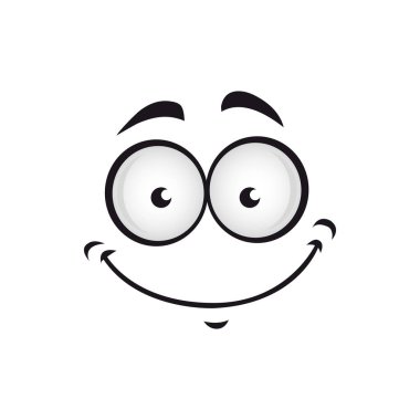 Mutlu mutlu emoji izole edilmiş komik gülümseme. Vektör gülümseme ifadesi, iyi ruh hali sembolü