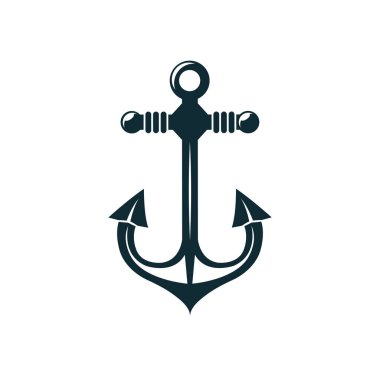 Gemi çapası, gemiden denize kadar gemiden izole edilmiş. Vektör tek renkli deniz seyrüsefer sembolü