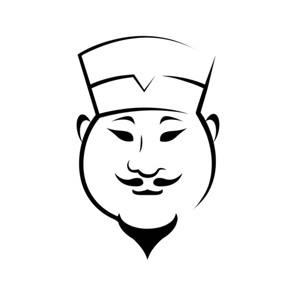 Chinese Chef Contour Vector Illustratie Japans Restaurant Logo Ontwerp Idee — Stockvector