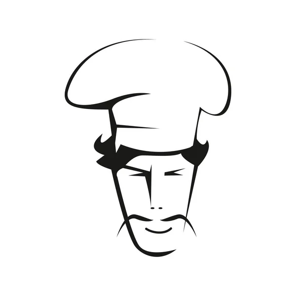 Spanish Chef Contour Vector Illustration Hispanic Thin Mustache Character Chef — Stock Vector