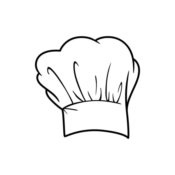 厨师帽隔离线形图标 带褶皱的矢量传统厨师厨师帽 烘培者头饰 — 图库矢量图片