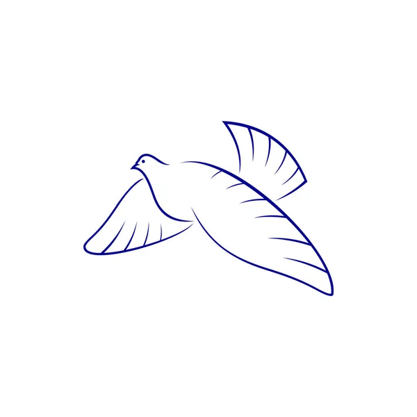 Colombe Symbole Pièce Espoir Oiseau Isolé Silhouette Vectorielle Pigeon Volant — Image vectorielle