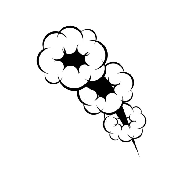 爆裂的爆炸声隔离了滑稽的云彩 矢量卡通炸弹爆炸 爆炸符号 — 图库矢量图片