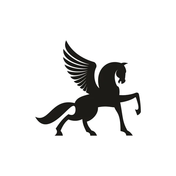 Winged Horse Silhouette Isolated Pegasus Silhouette Vector Unicorn Heraldic Symbol — Stock Vector