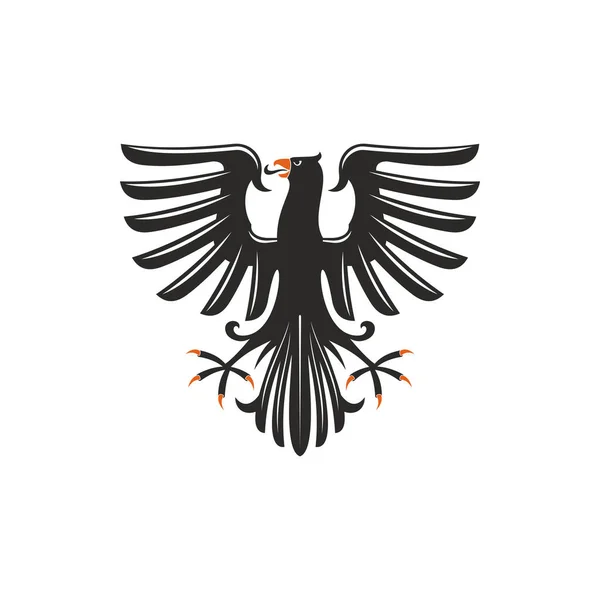 Heraldische Adelaar Geïsoleerde Vogel Met Open Vleugels Vector Zwarte Valk — Stockvector