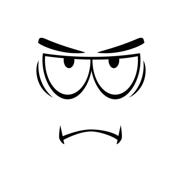 Emoji Com Expressão Irritada Emoticon Isolado Linha Arte Vetor Irritado — Vetor de Stock