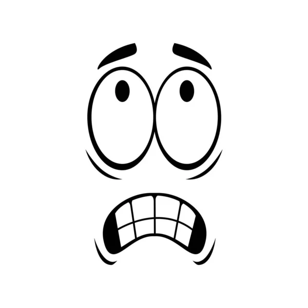 Black And White Scared Cartoon Funny Face With Panic Expression